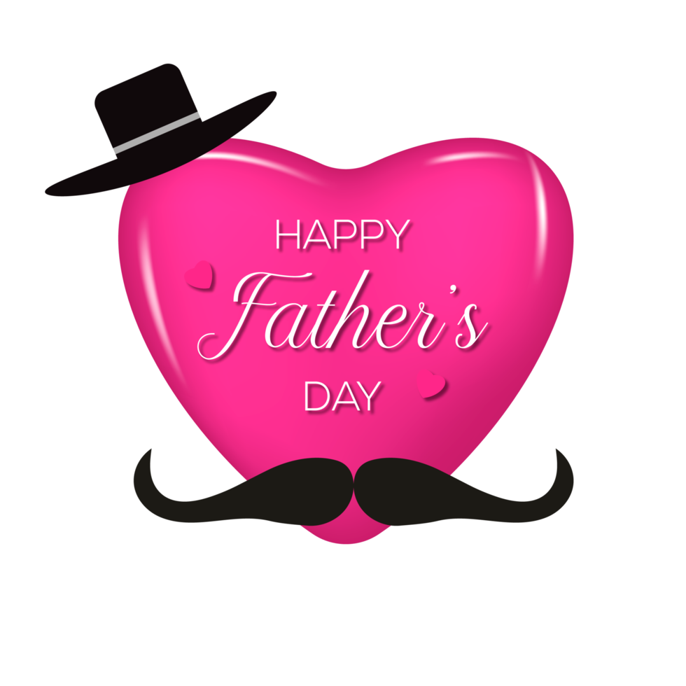 happy father's day design with tie, mustache and  heart png