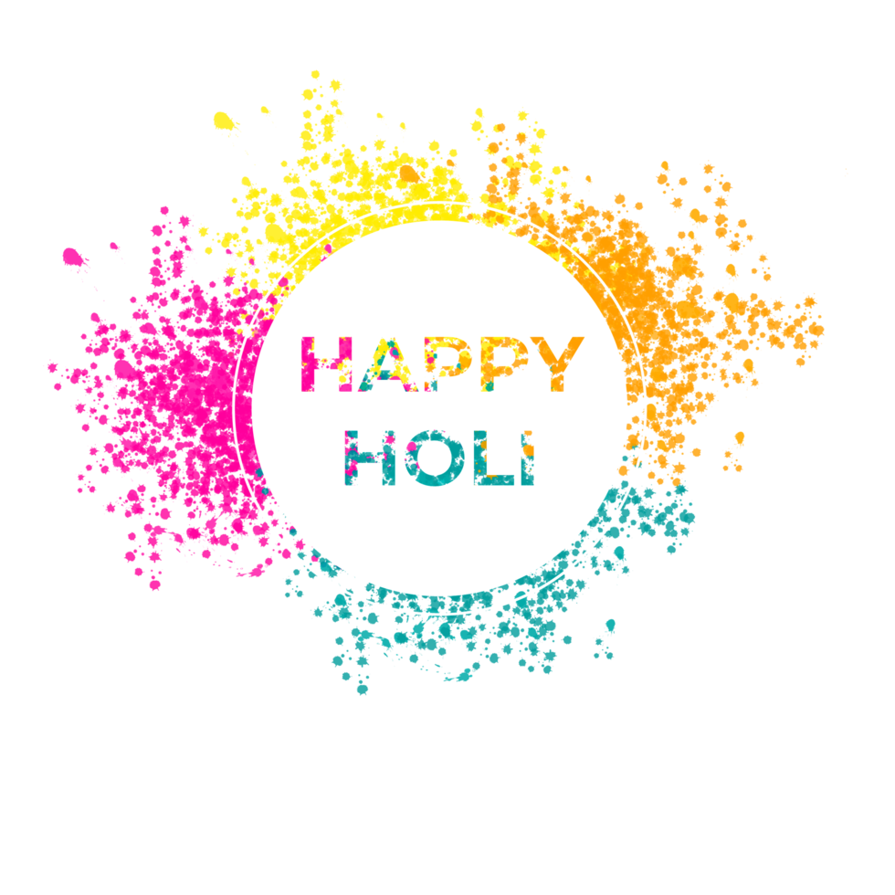 Happy holi festival design with splashing color png