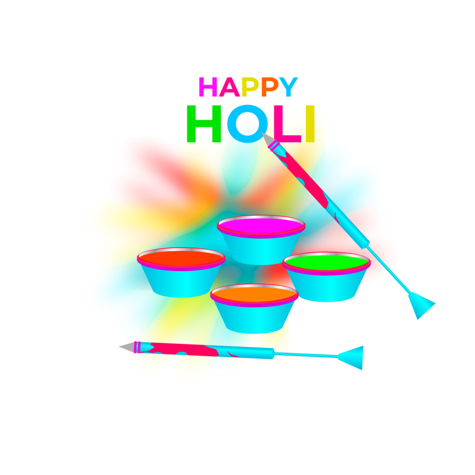 Happy holi festival design with splashing color png