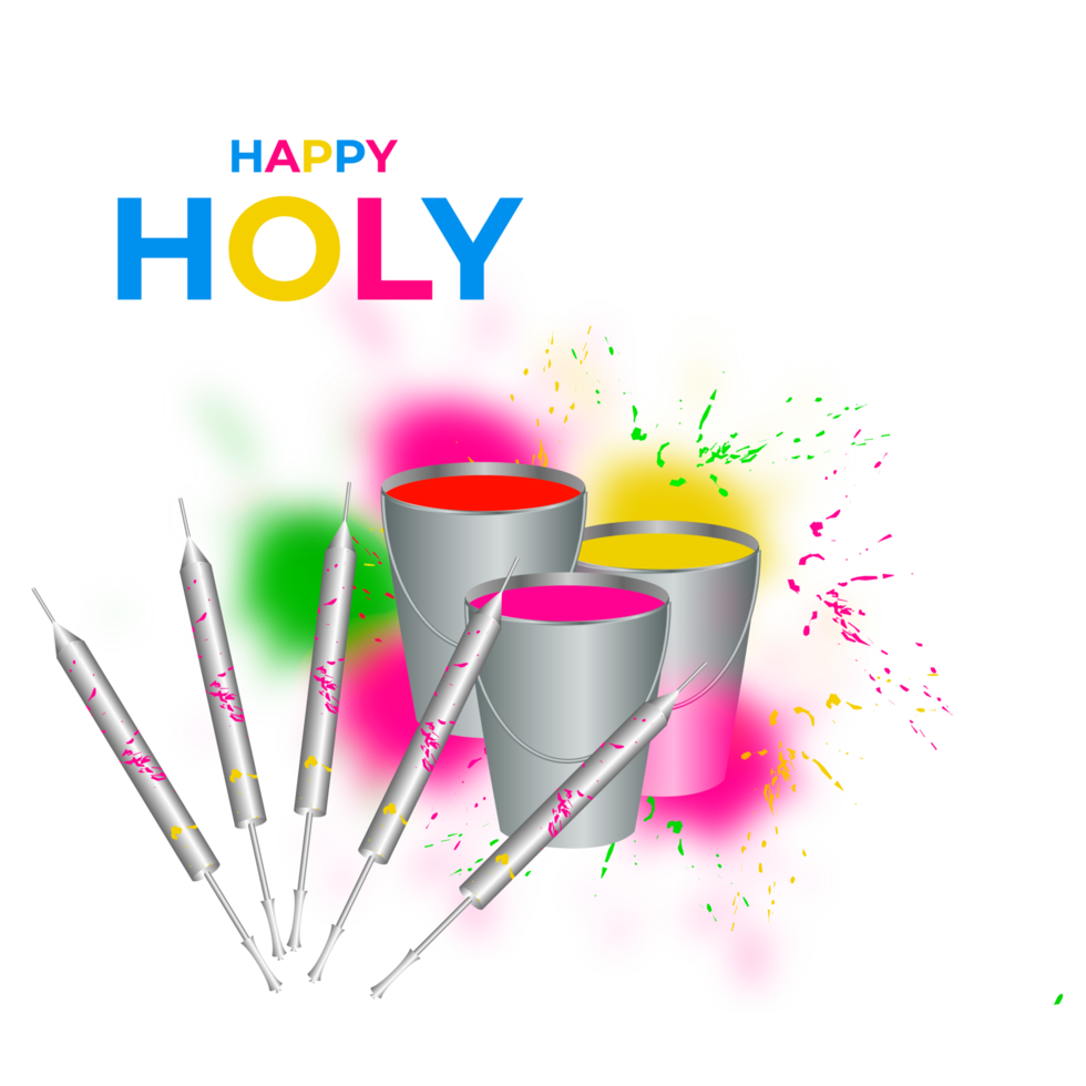 Happy holi festival design with splashing color png