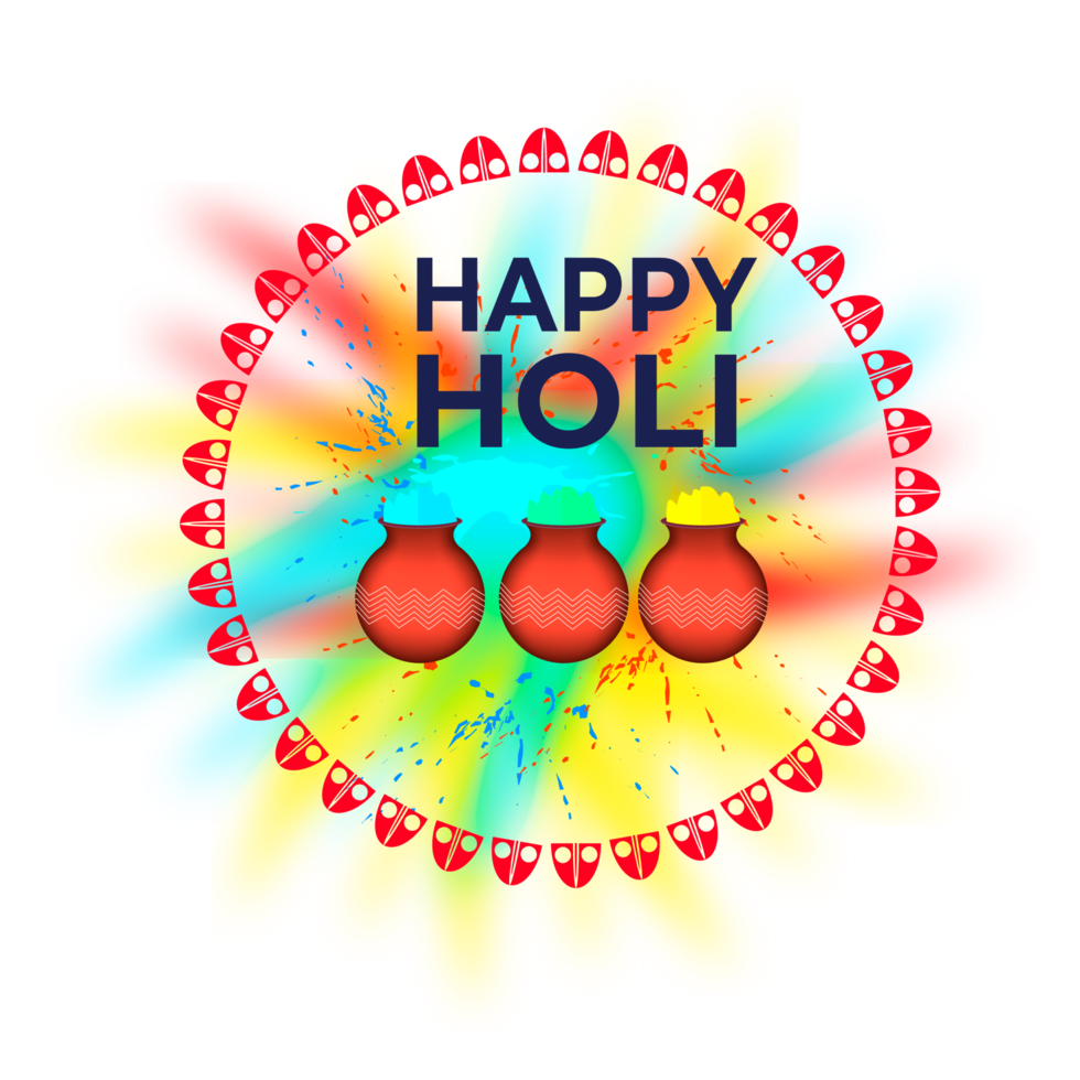 Happy holi festival design with splashing color png