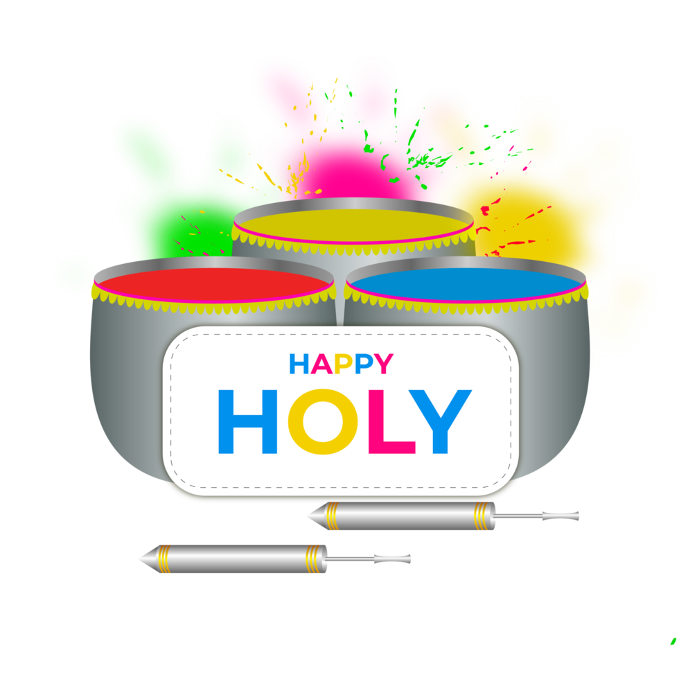 Happy holi festival design with splashing color png