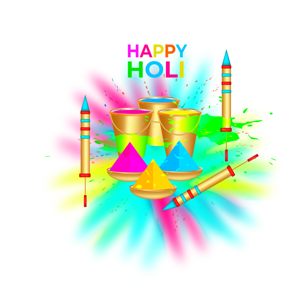 Happy holi festival design with splashing color png