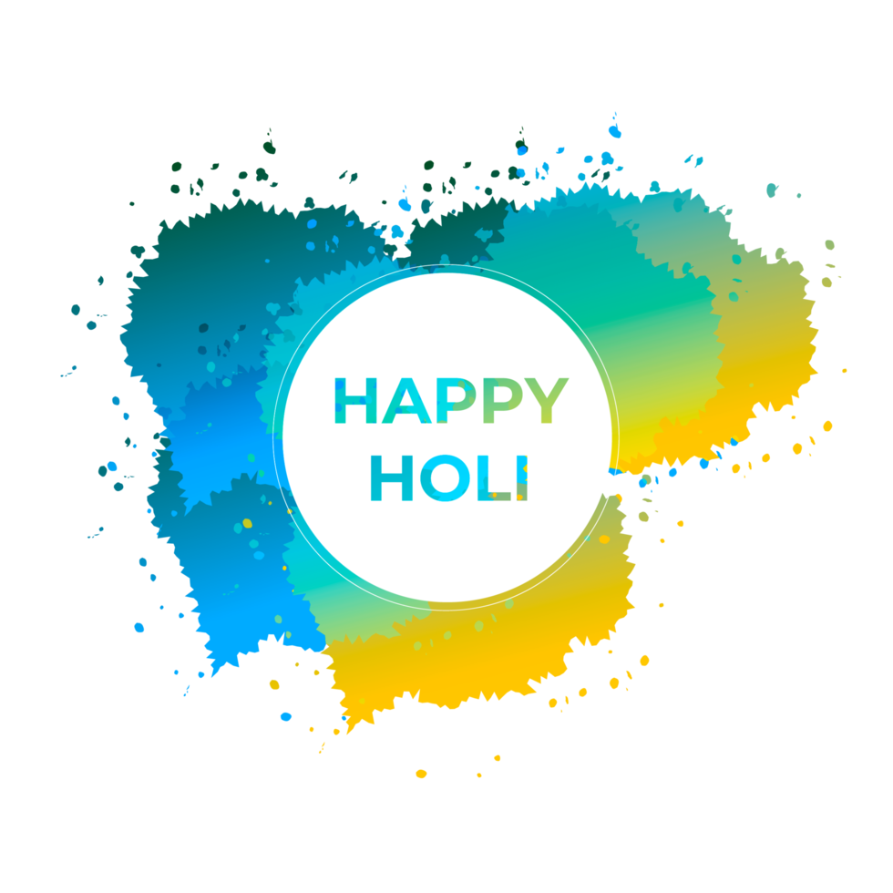 Happy holi festival design with splashing color png