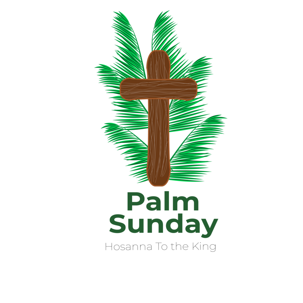 ppalm zondag ontwerp met kruis en palm blad png