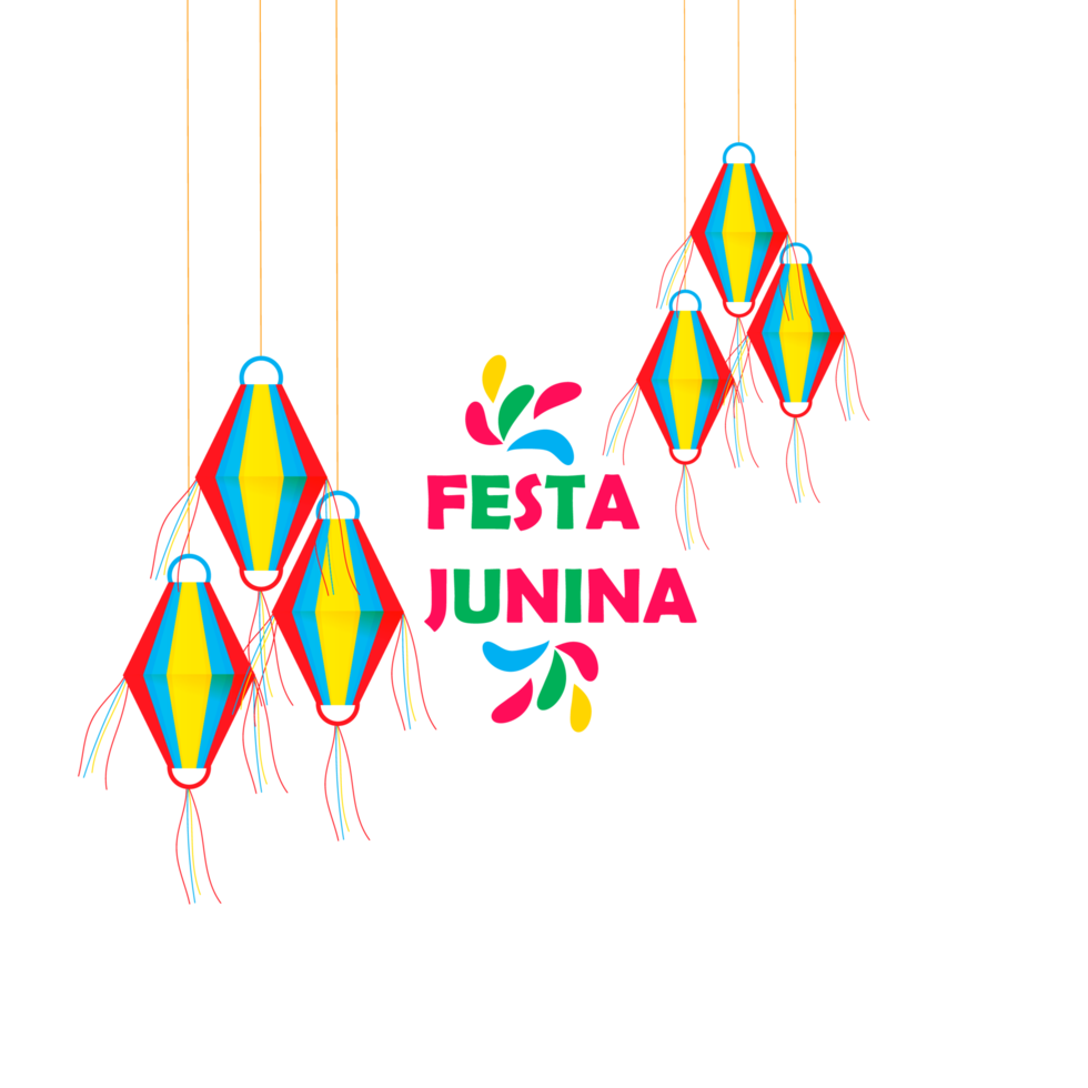 festa junina poster with brazilian elements colorful lanterns and pennants png