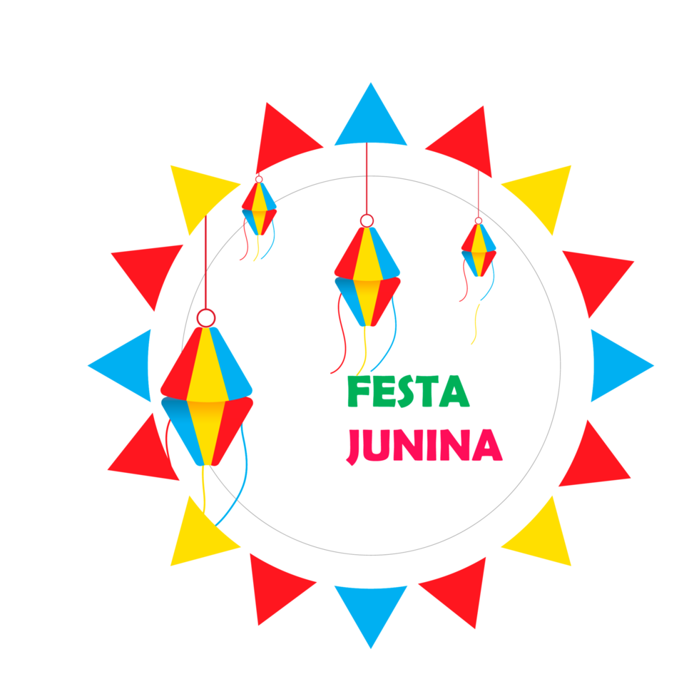 festa junina poster with brazilian elements colorful lanterns and pennants png