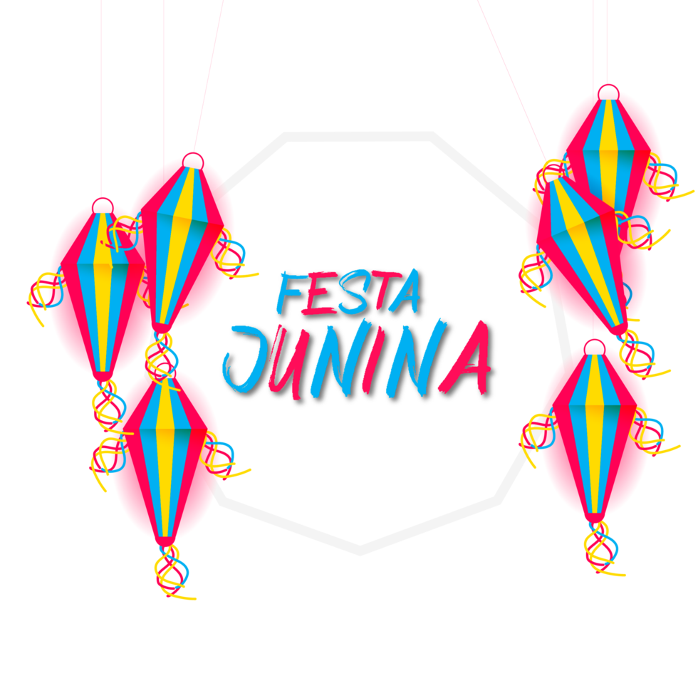 festa Junina affiche avec brésilien éléments coloré lanternes et fanions png