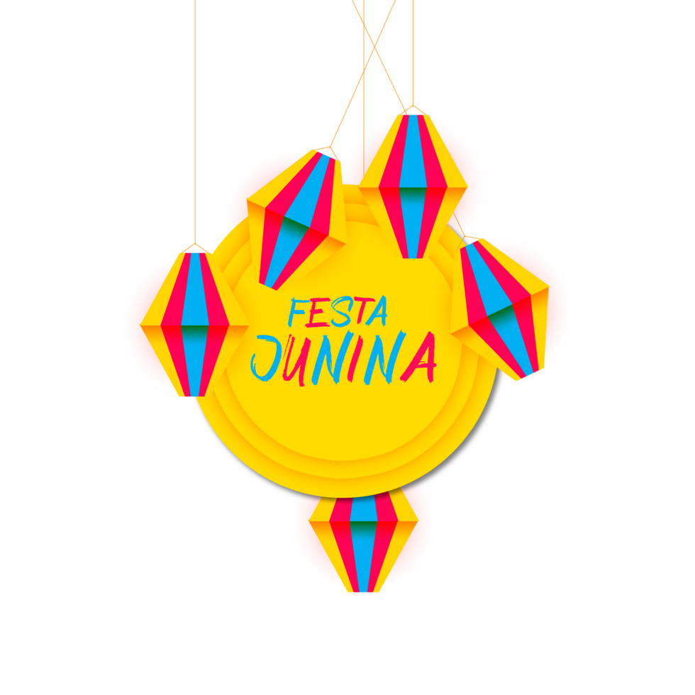 festa junina poster with brazilian elements colorful lanterns and pennants png