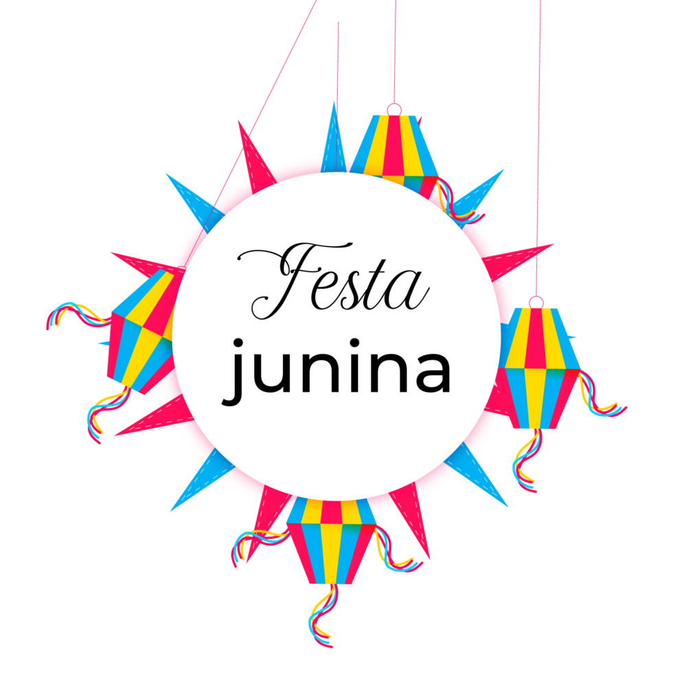 festa junina manifesto con brasiliano elementi colorato lanterne e gagliardetti png