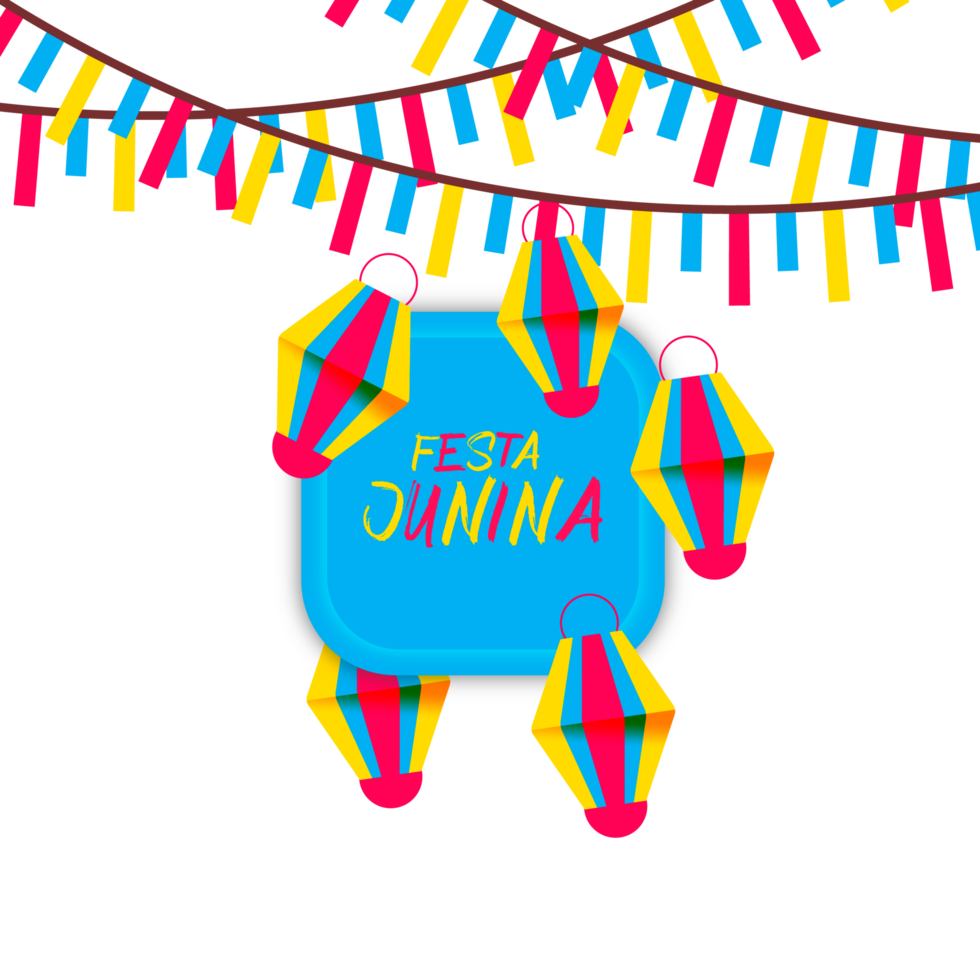 festa junina poster with brazilian elements colorful lanterns and pennants png