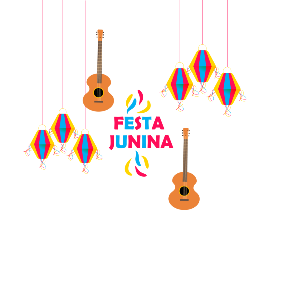festa junina poster with brazilian elements colorful lanterns and pennants png