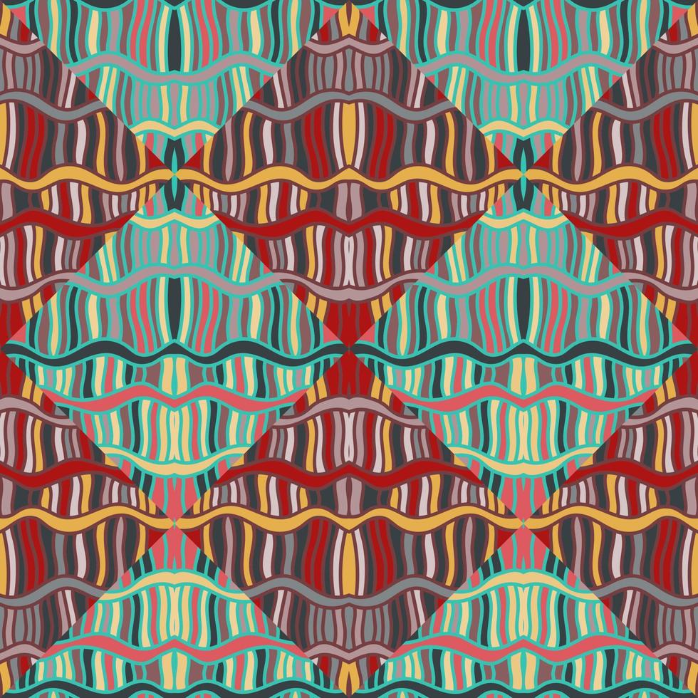 Seamless pattern with abstract wavy lines. Tribal mosaic tile. Textile rapport. vector