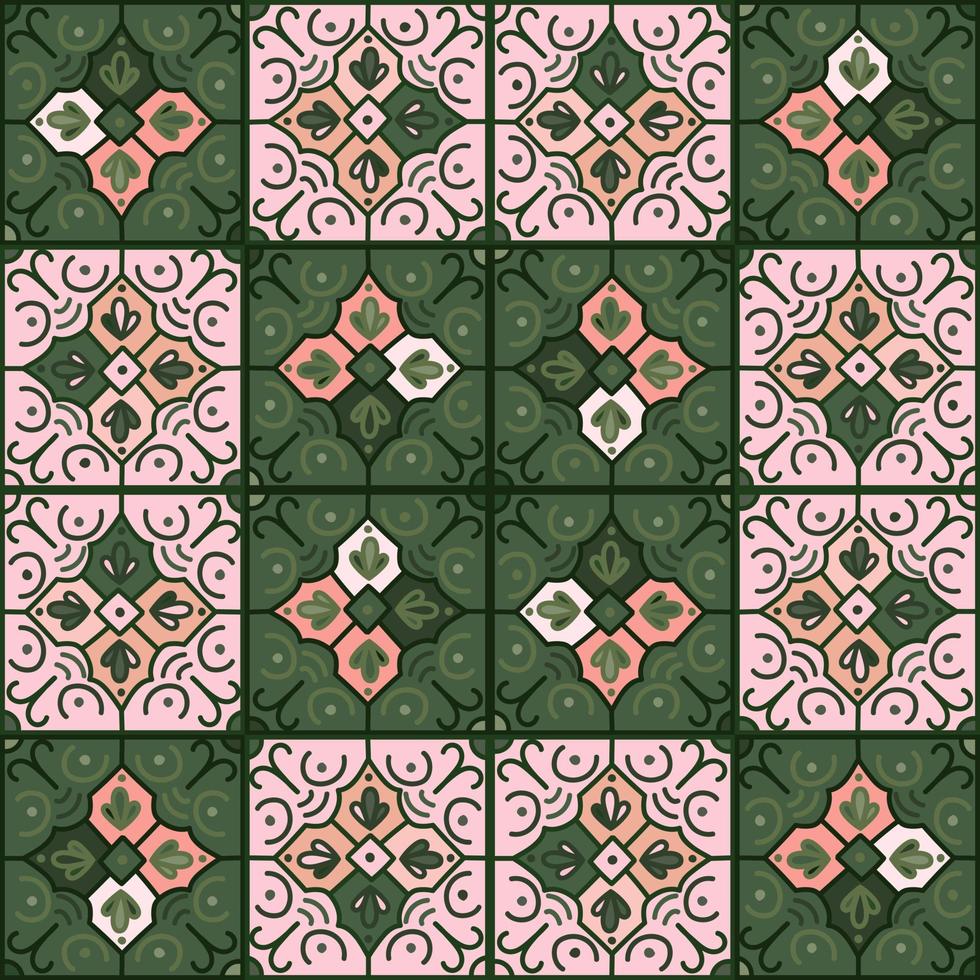 sin costura modelo con decorativo mosaico elementos. Clásico teja. resumen geométrico ornamental fondo de pantalla. vector