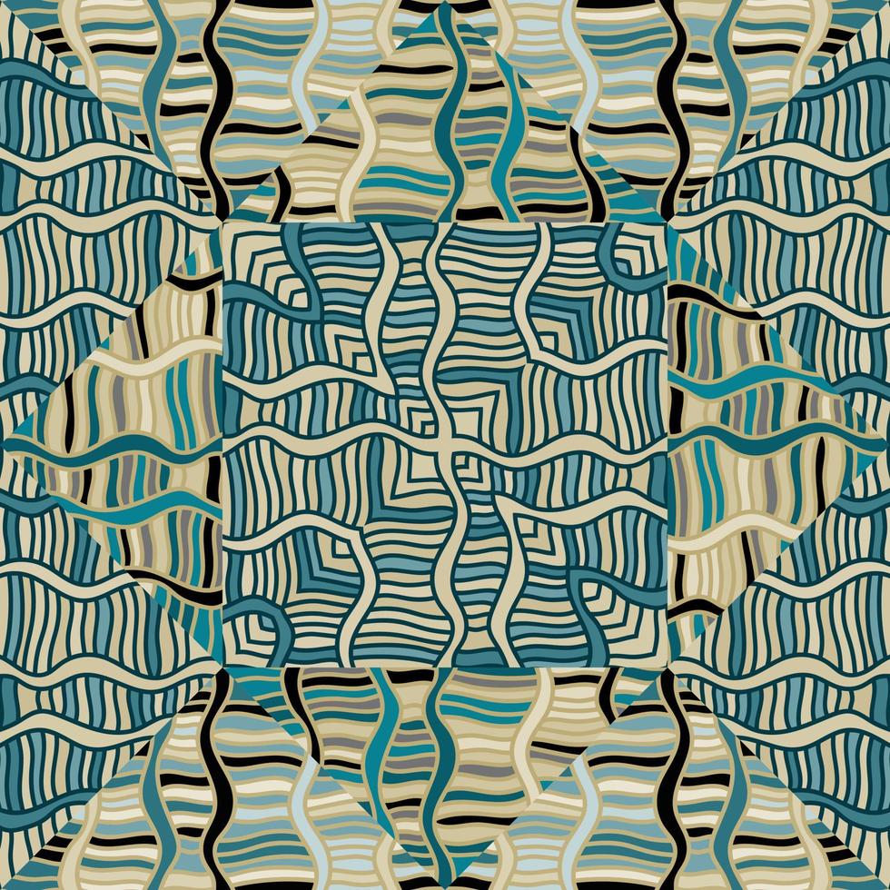 Seamless pattern with abstract wavy lines. Tribal mosaic tile. Textile rapport. vector