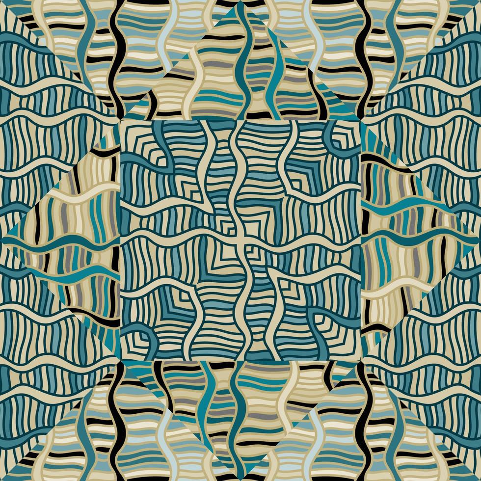 Seamless pattern with abstract wavy lines. Tribal mosaic tile. Textile rapport. vector