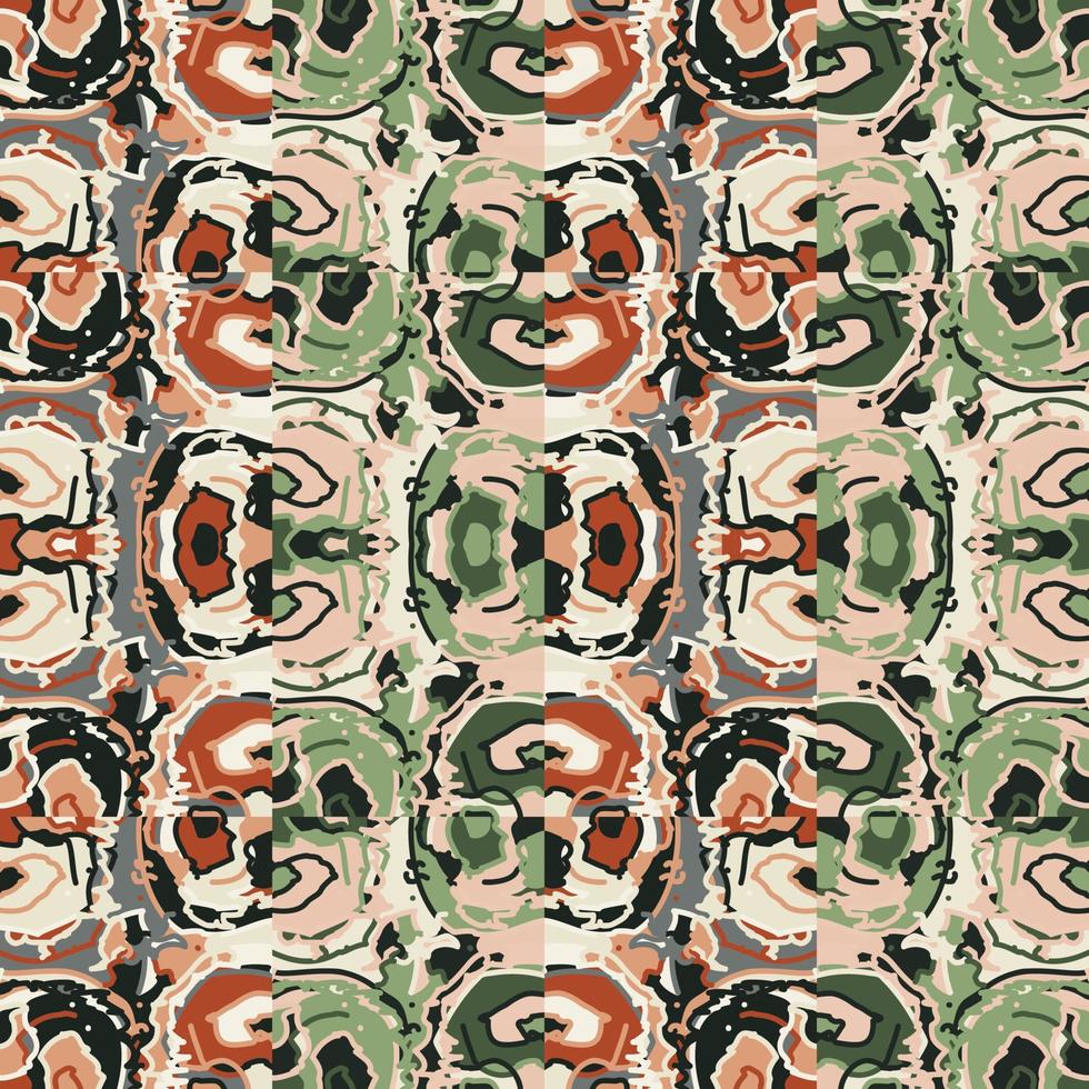 Creative camouflage geometric ornament. Abstract camo seamless background pattern. vector