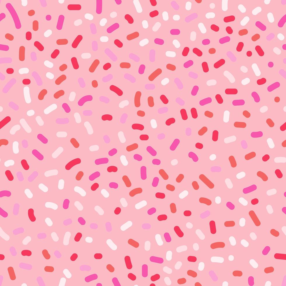 Seamless pattern with pink and white sprinkles on pink background. vector