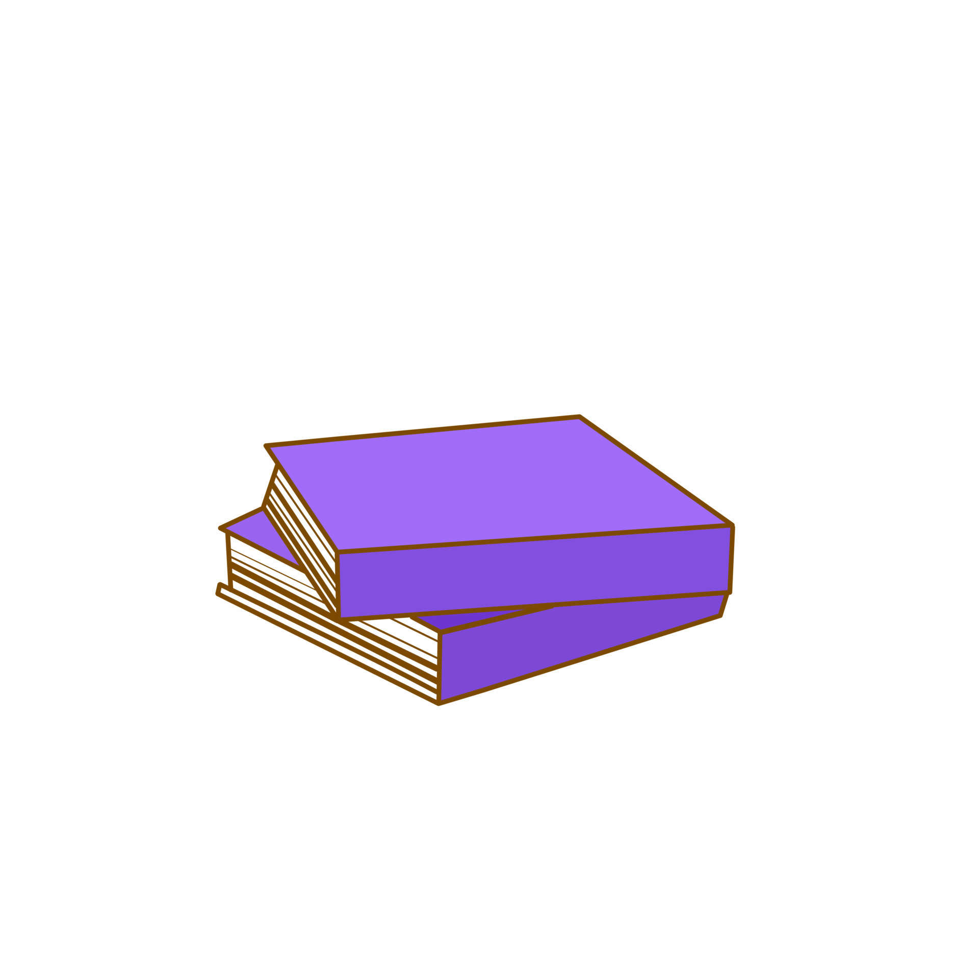 Vector illustration, stack of 2 purple books tilted, isolated white