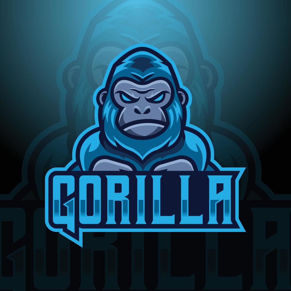 Gorilla ape mascot logo design vector with modern illustration concept style for badge, emblem and tshirt printing. modern gorilla logo illustration for sport, gamer, streamer and esport team.