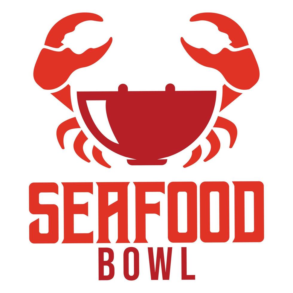 Creative Crab bowl seafood silhouette logo design. modern simple minimalist retro vintage cartoon mascot character logo vector icon illustration template for restaurant, cafe, label, shop, company