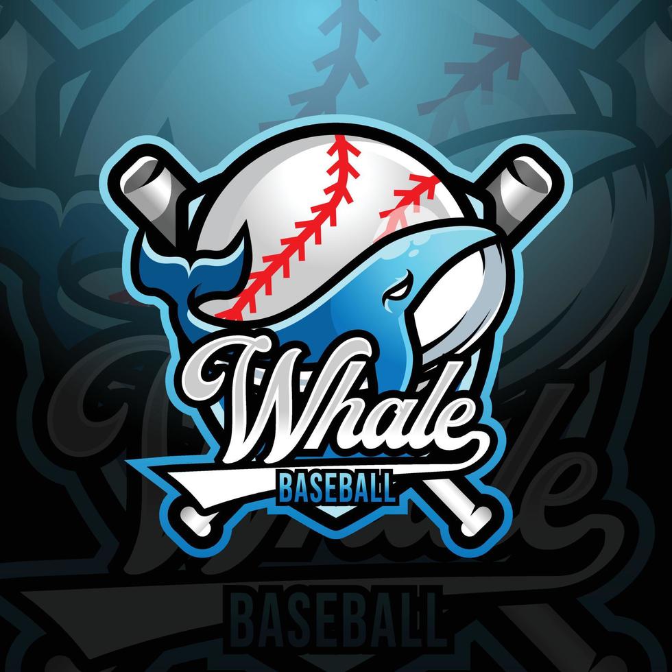 ballena mascota béisbol equipo logo diseño vector con moderno ilustración concepto estilo para insignia, emblema y camiseta impresión. logo ilustración para deporte, jugador, serpentina, liga y deporte equipo.