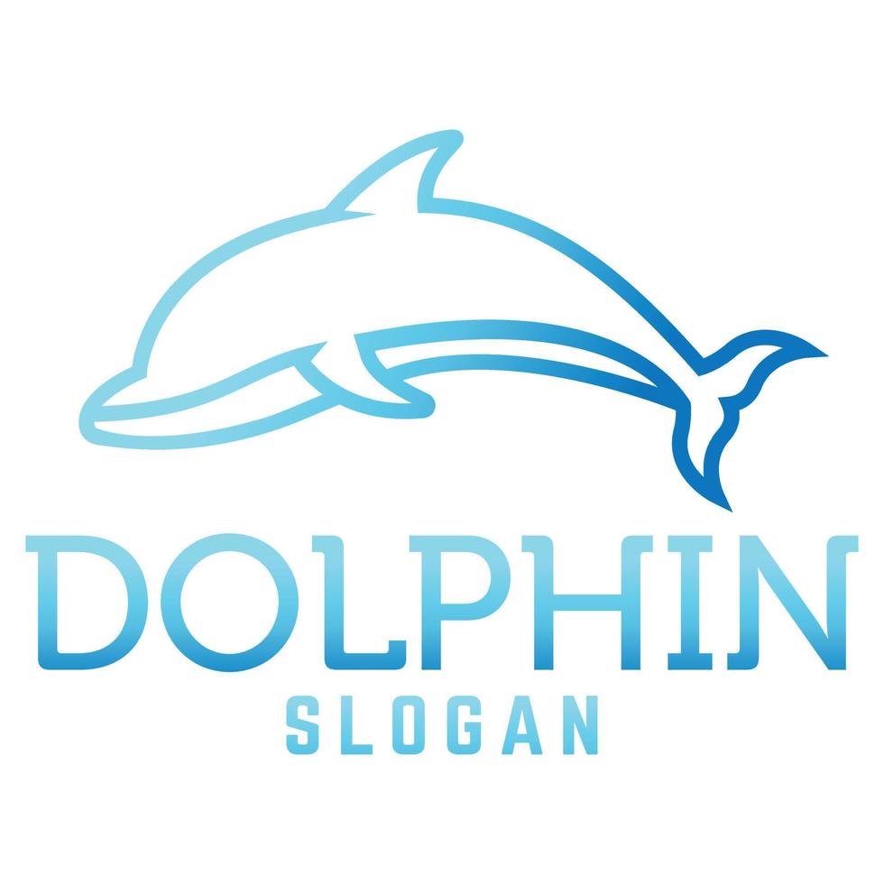 Modern outline simple minimalist dolphin mascot logo design vector with modern illustration concept style for badge, emblem and tshirt printing. modern dolphin circle logo template isolated