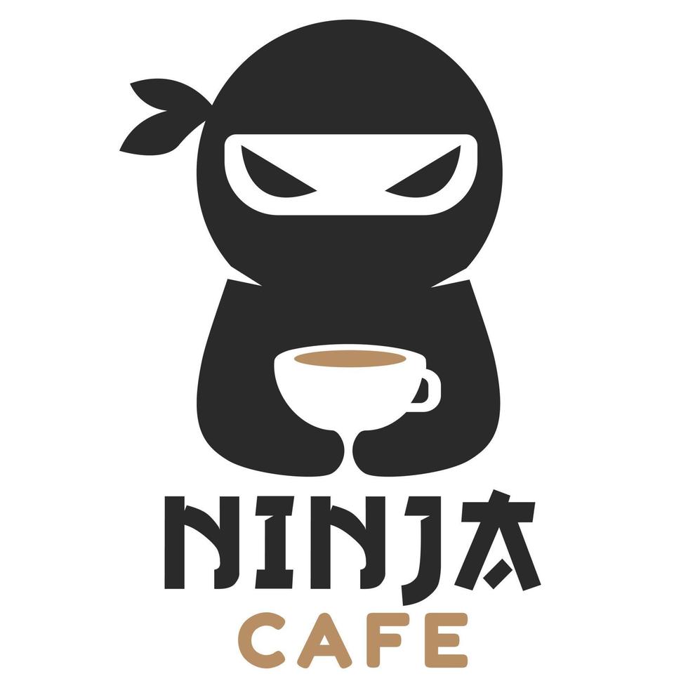 moderno mascota plano diseño sencillo minimalista linda ninja logo icono diseño modelo vector con moderno ilustración concepto estilo para cafetería, café comercio, restaurante, insignia, emblema y etiqueta