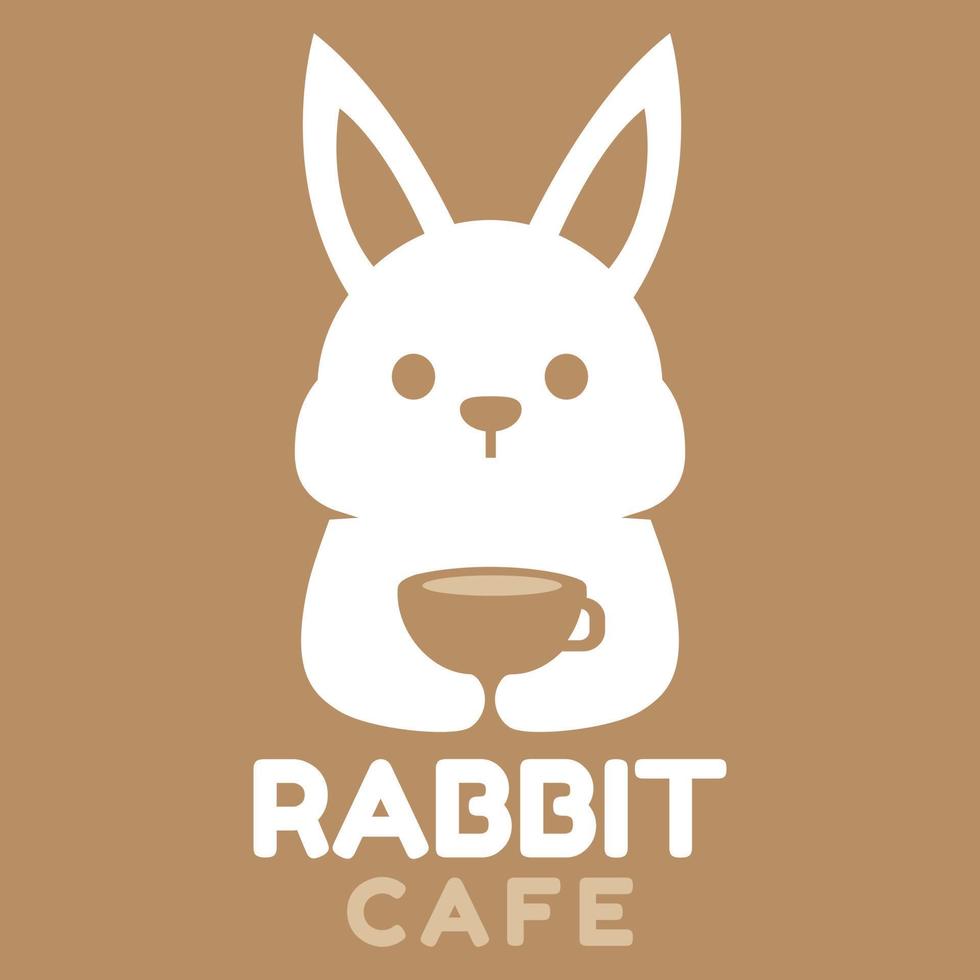 Modern mascot flat design simple minimalist cute rabbit bunny logo icon design template vector with modern illustration concept style for cafe, coffee shop, restaurant, badge, emblem and label