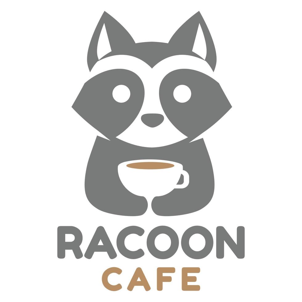 Modern mascot flat design simple minimalist cute raccoon logo icon design template vector with modern illustration concept style for cafe, coffee shop, restaurant, badge, emblem and label