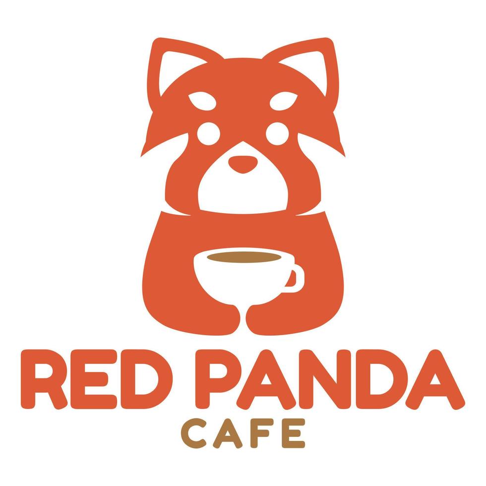 moderno mascota plano diseño sencillo minimalista linda rojo panda logo icono diseño modelo vector con moderno ilustración concepto estilo para cafetería, café comercio, restaurante, insignia, emblema y etiqueta