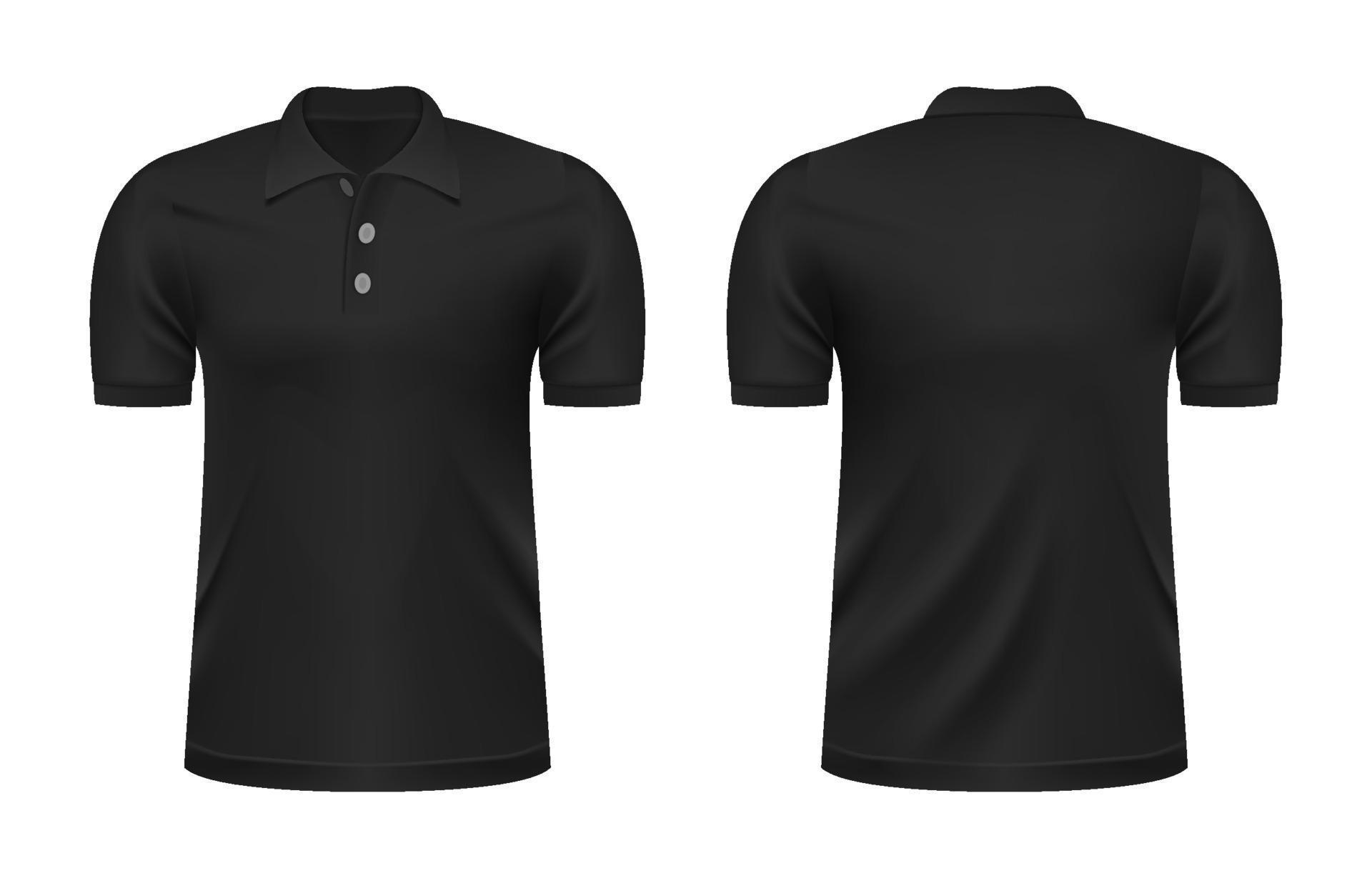 Front and Back View Realistic Black Polo Shirt Mockup 20524373 Vector ...