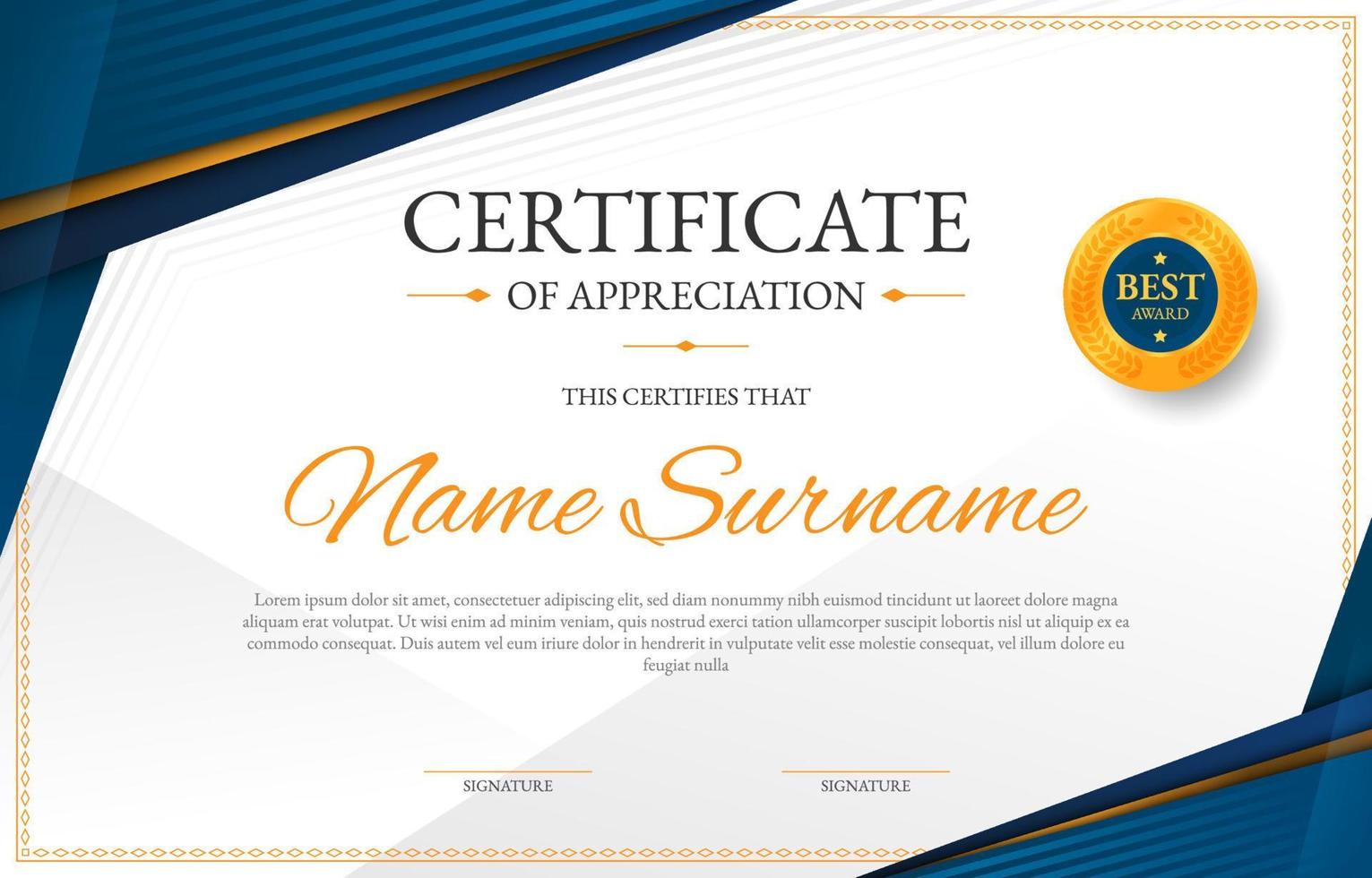 Professional and Modern Certificate Template vector