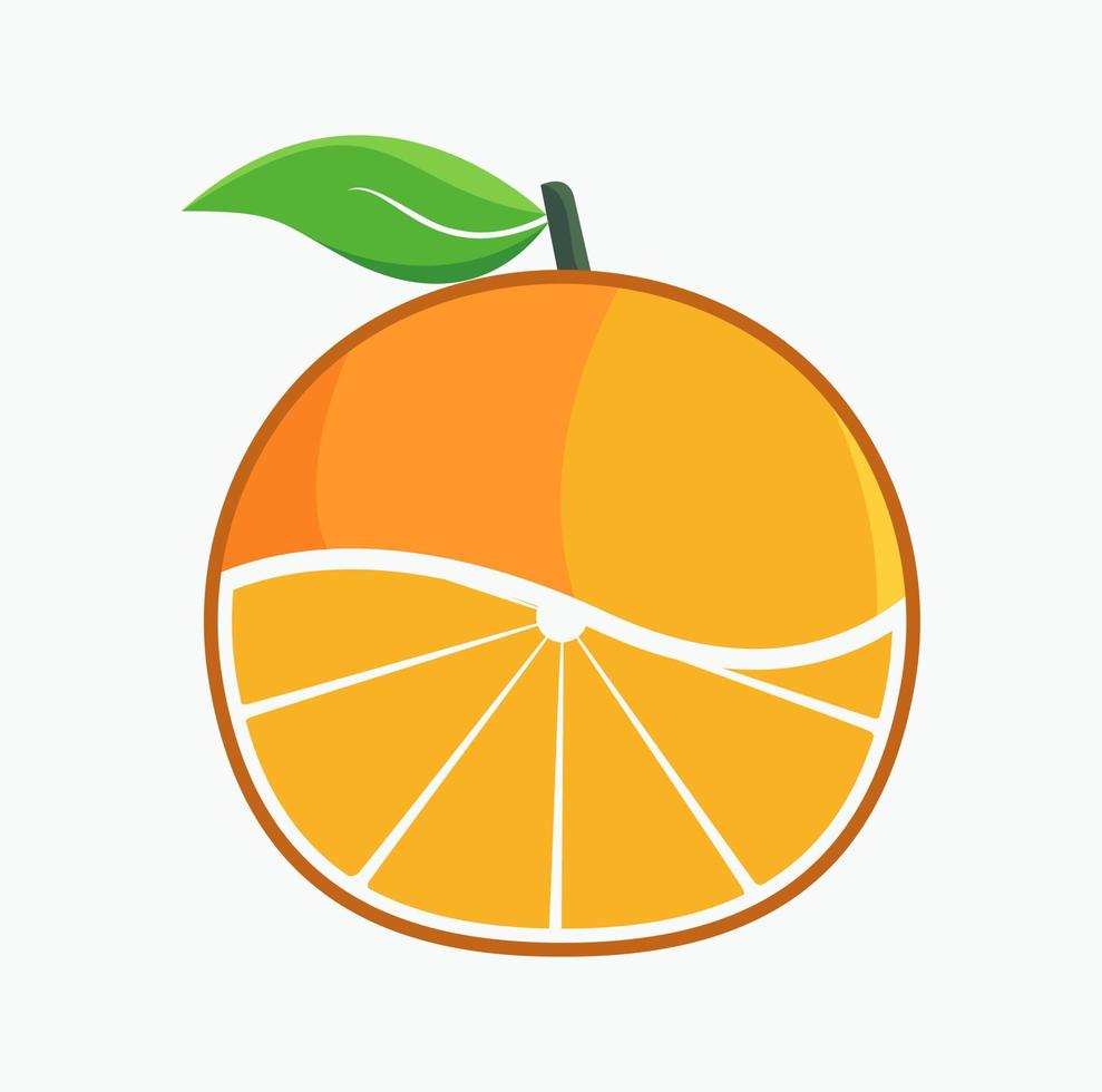 Vector illustration of orange fruit with half a slice for logo design templates