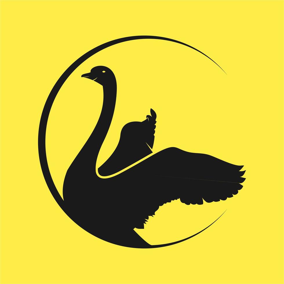 Vector illustration of goose or swan silhouette logo design template