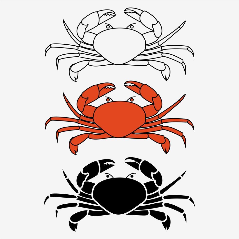 Crab icon vector illustration set for restaurant menu