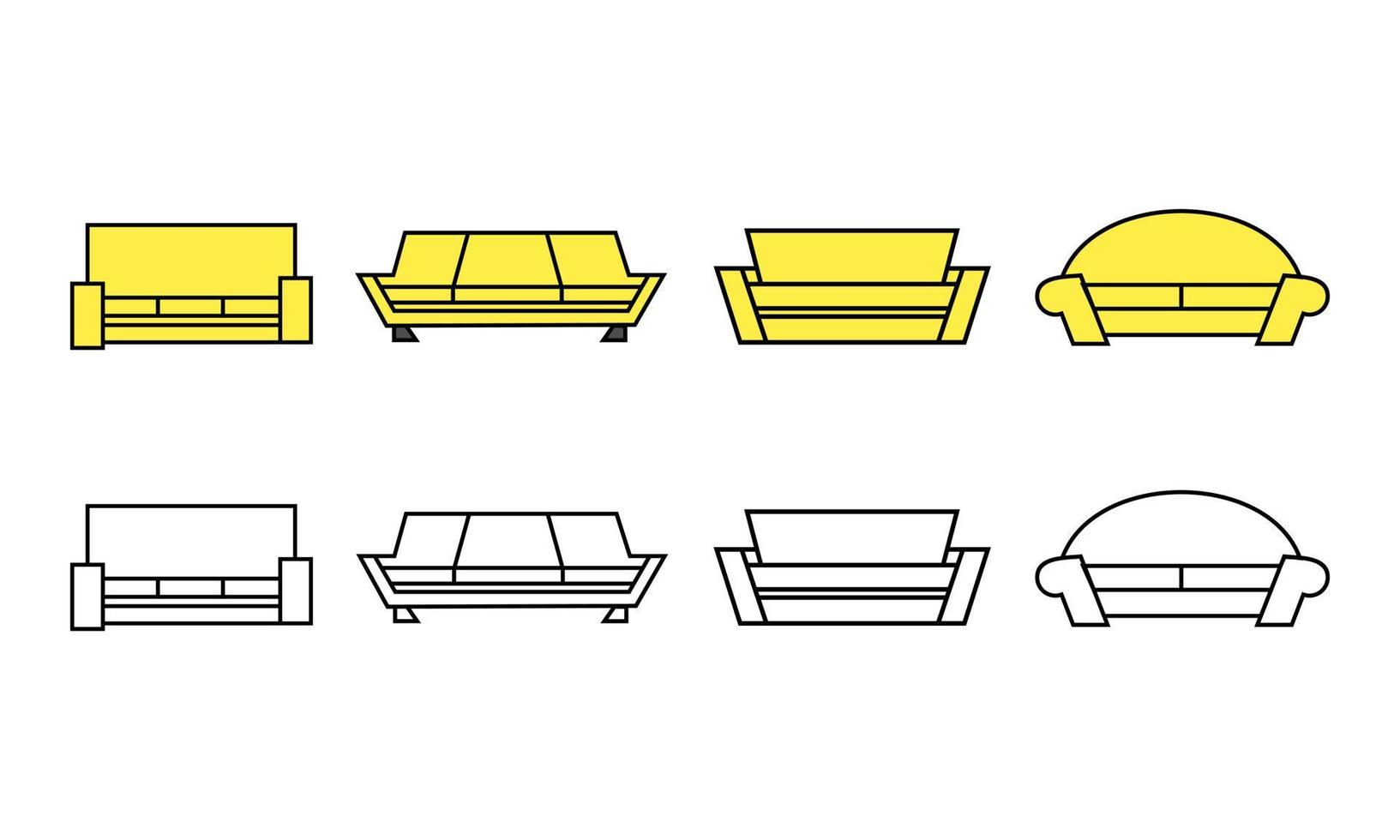 Illustrasi sofa chair vector icon set