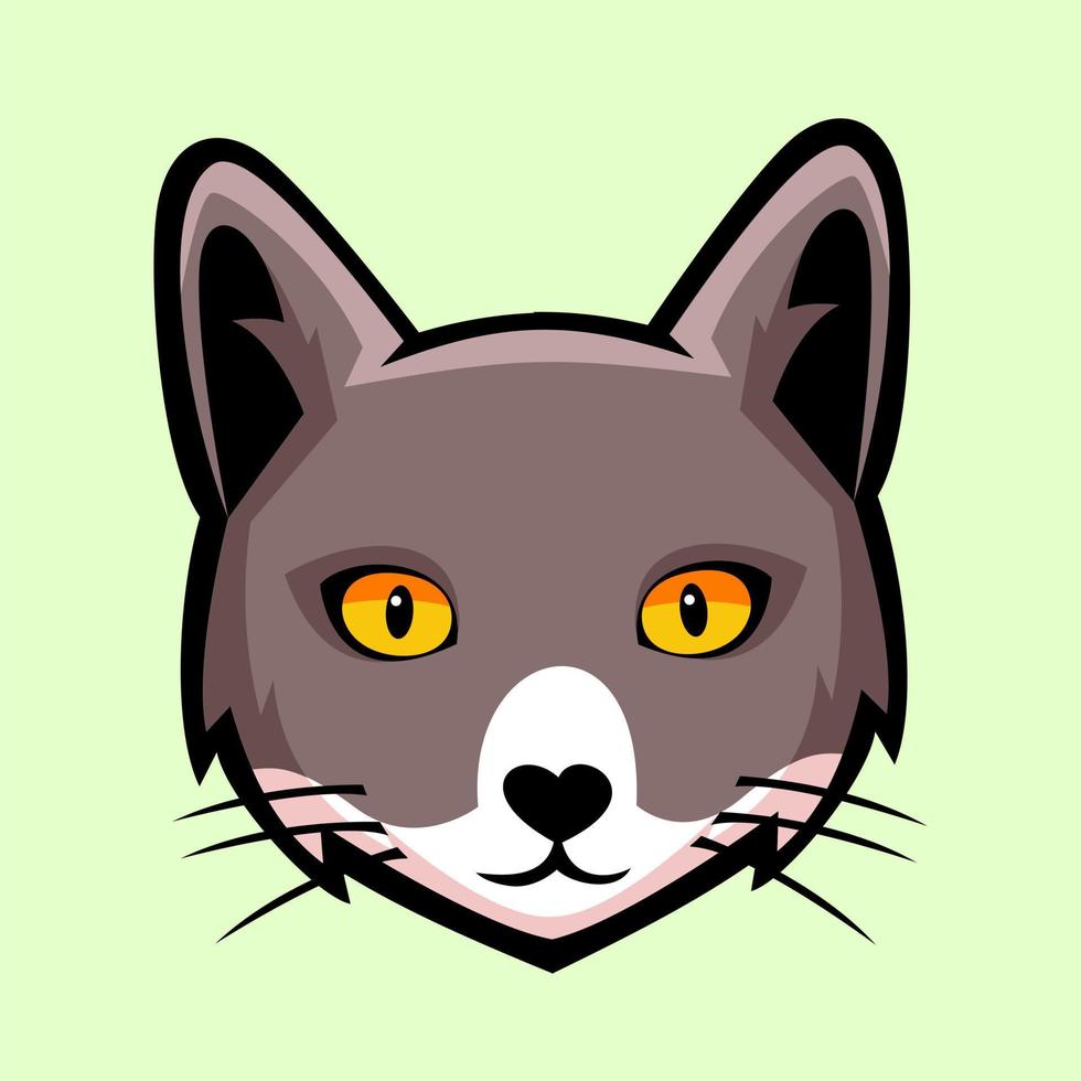 Cute cat with grey color simple vector illustration for printing