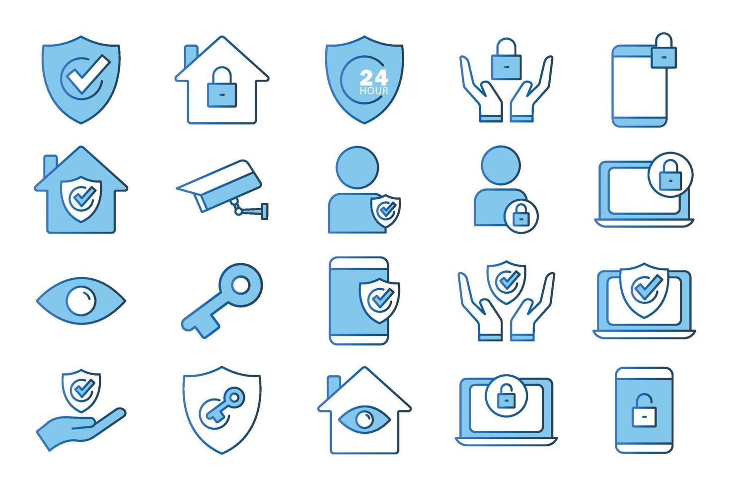 Protect icon set. icon related to security. Flat line icon style. Simple vector design editable