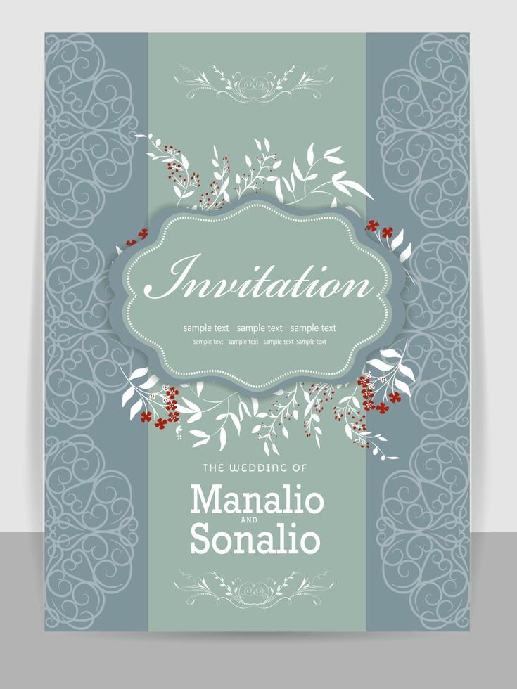 Invitation Card with beautiful blooming floral watercolor background. Beautiful hand drawing Wedding invitation design pink rose invitation template. Elegant wedding card with beautiful floral vector. vector