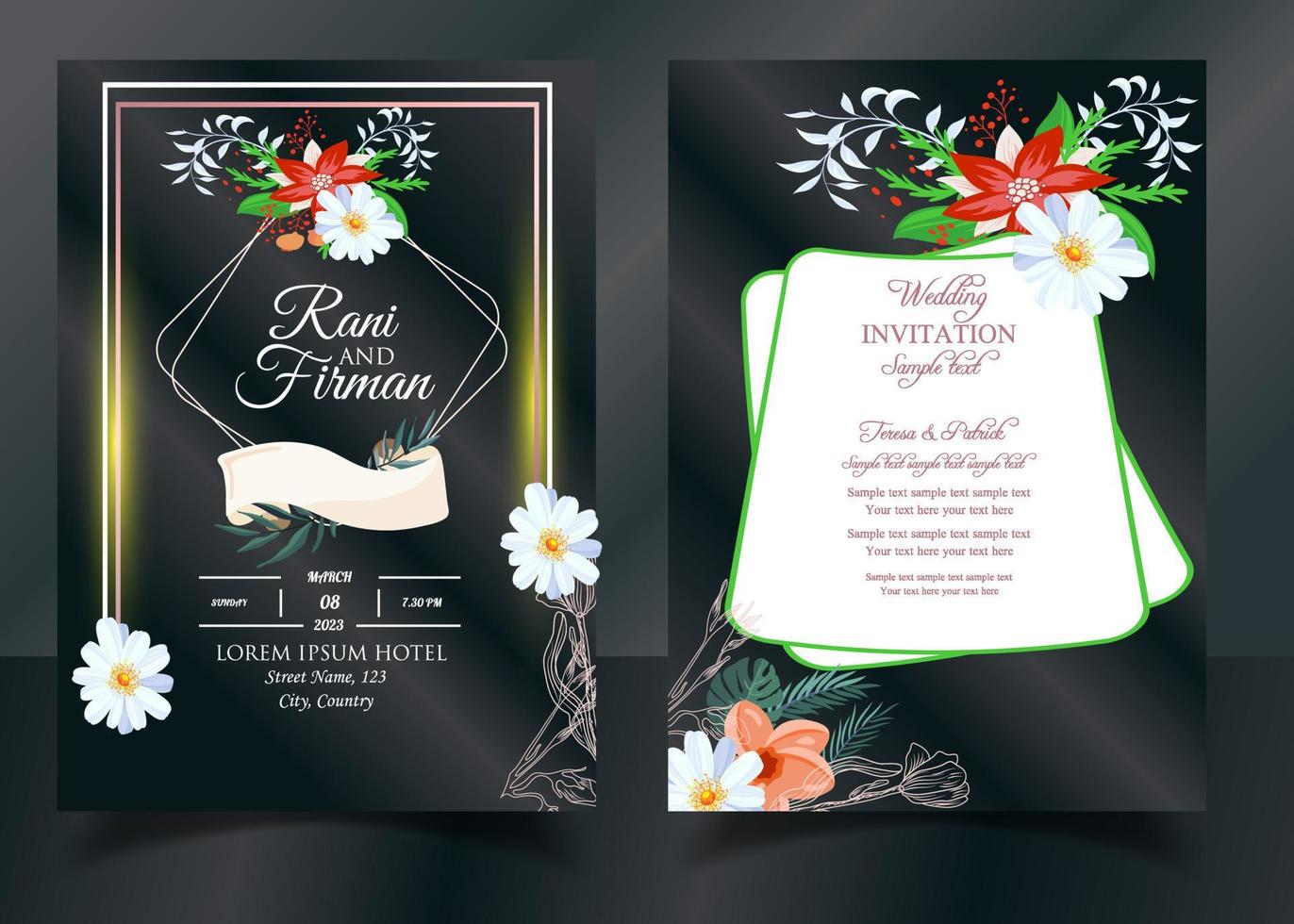 invitación tarjeta con hermosa floreciente floral acuarela antecedentes. hermosa mano dibujo Boda invitación diseño rosado Rosa invitación modelo. elegante Boda tarjeta con hermosa floral vector. vector