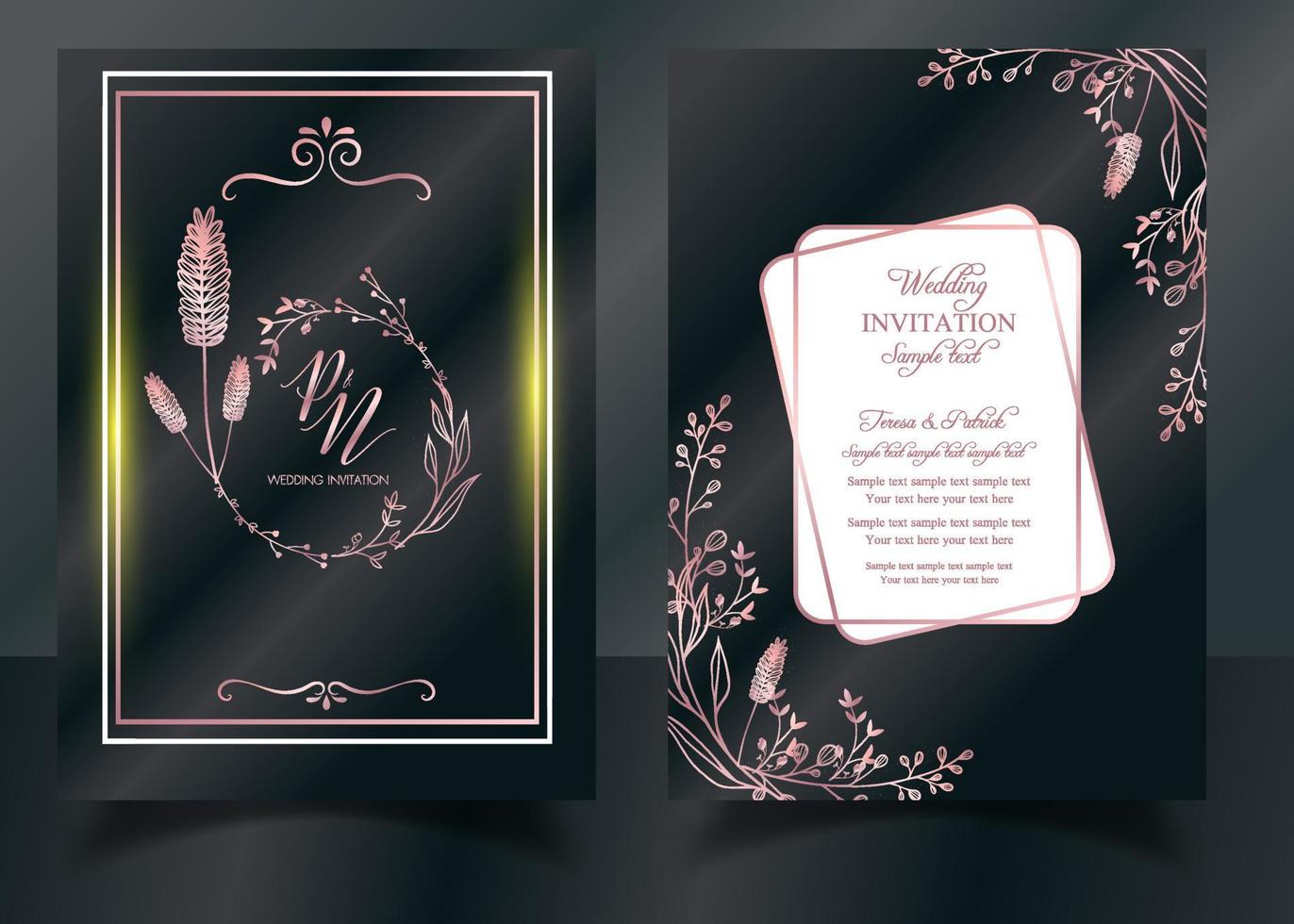 Invitation Card with beautiful blooming floral watercolor background. Beautiful hand drawing Wedding invitation design pink rose invitation template. Elegant wedding card with beautiful floral vector. vector