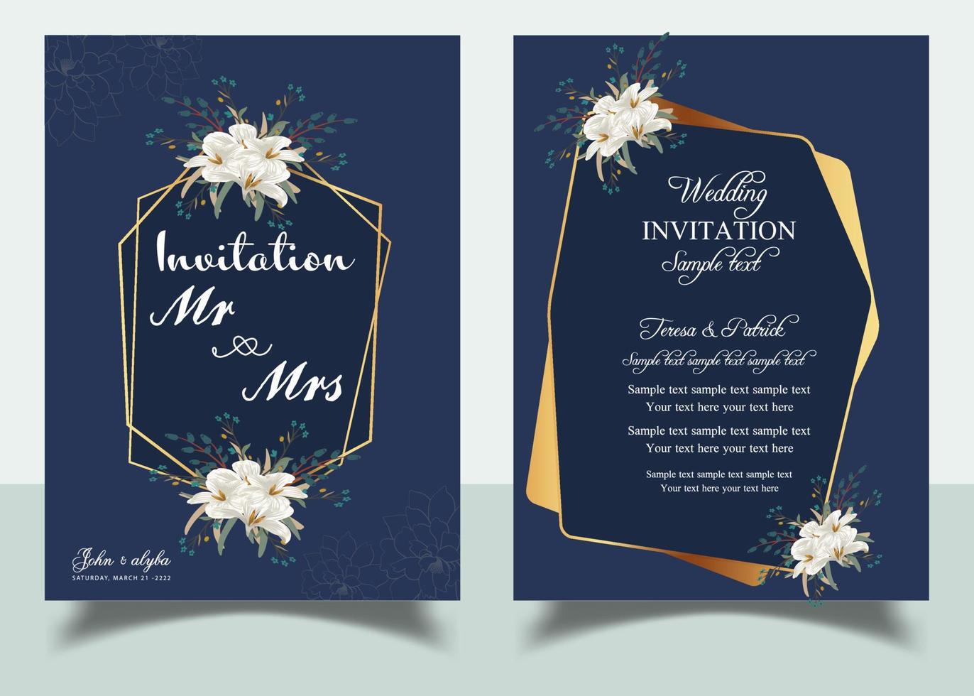 Invitation Card with beautiful blooming floral watercolor background. Beautiful hand drawing Wedding invitation design pink rose invitation template. Elegant wedding card with beautiful floral vector. vector