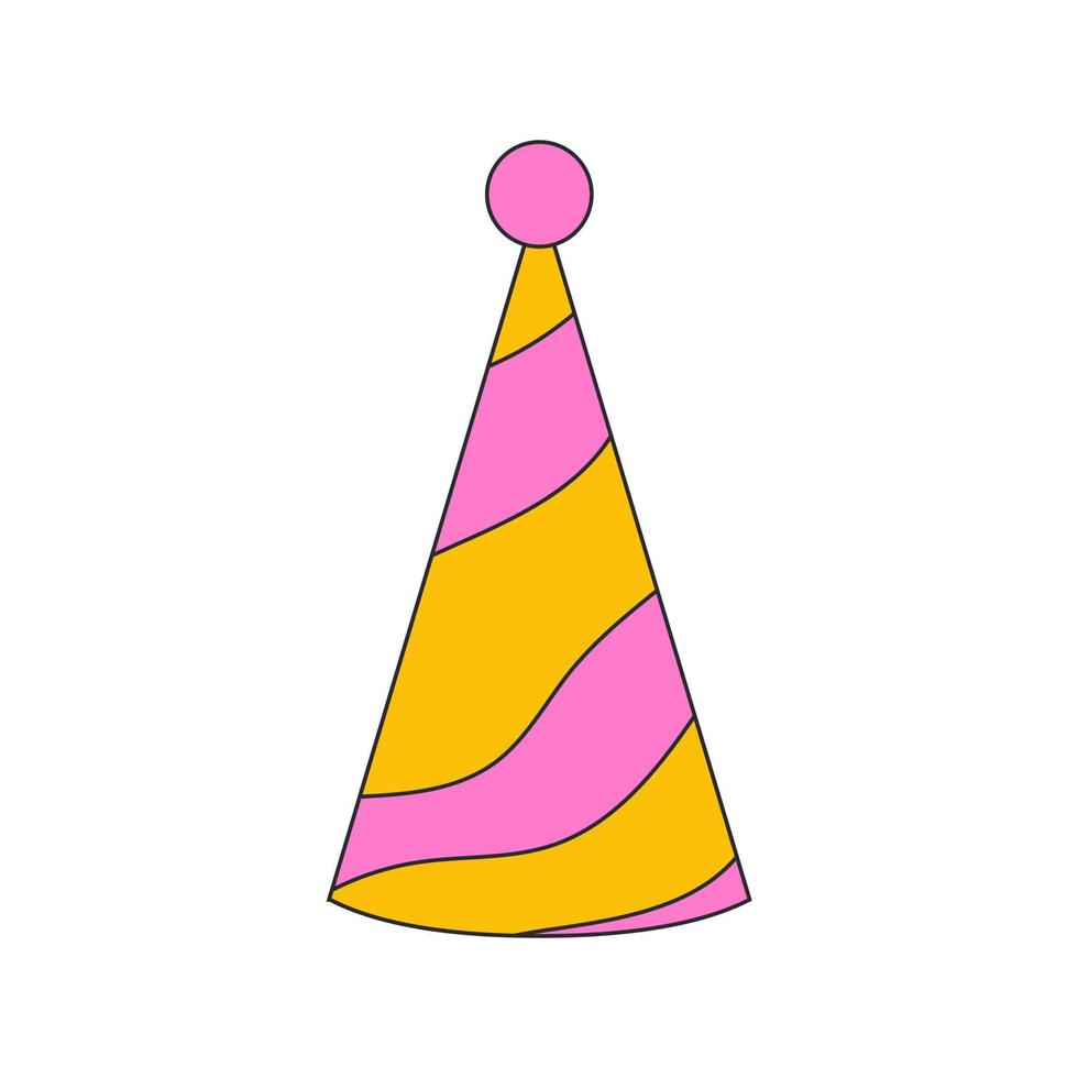 Retro Birthday Cap. Birthday party hat. Vector isolated illustration.