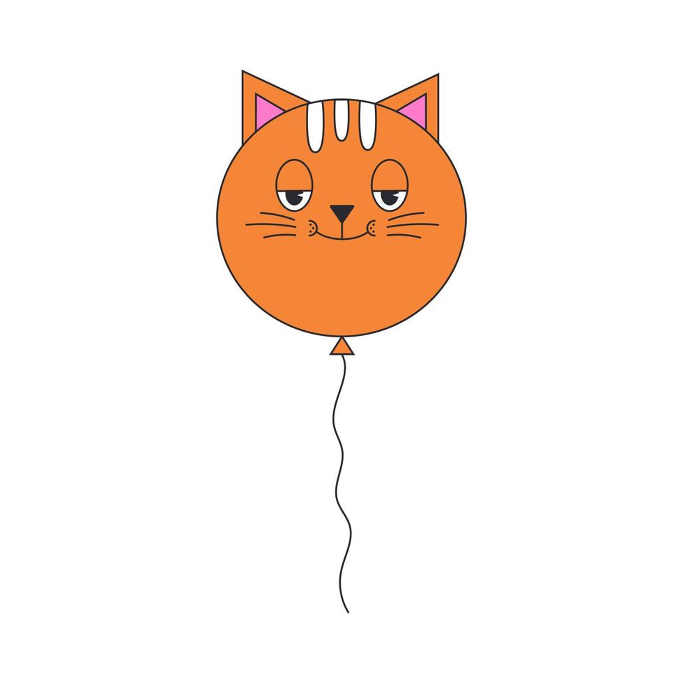 rojo globo gato. globo aislado en blanco antecedentes. contento cumpleaños y fiesta concepto. plano estilo vector ilustración.