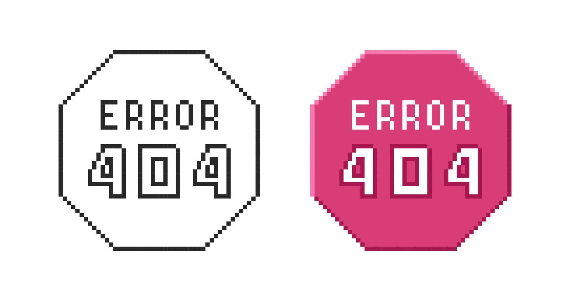 Internet connection error icon 404. Set of retro pixel symbols. vector