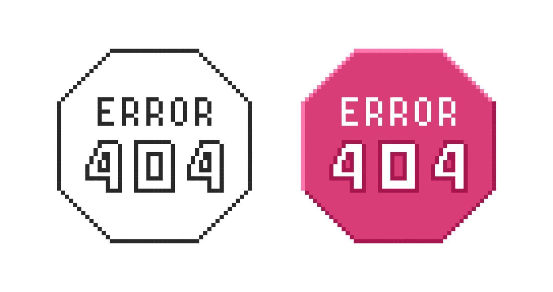 Internet conexión error icono 404. conjunto de retro píxel simbolos vector
