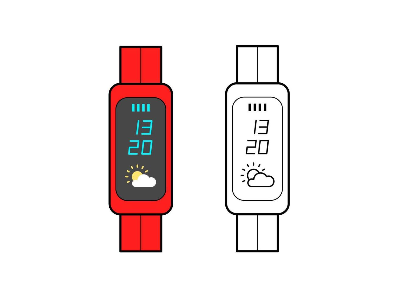 Color icon of the electronic smartwatch. Vector illustration in linear style.