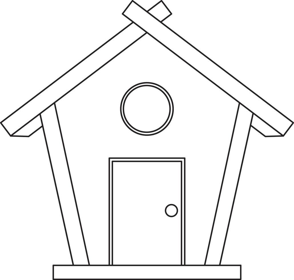 vector illustration wooden birdhouse, hut, small wooden house, coloring