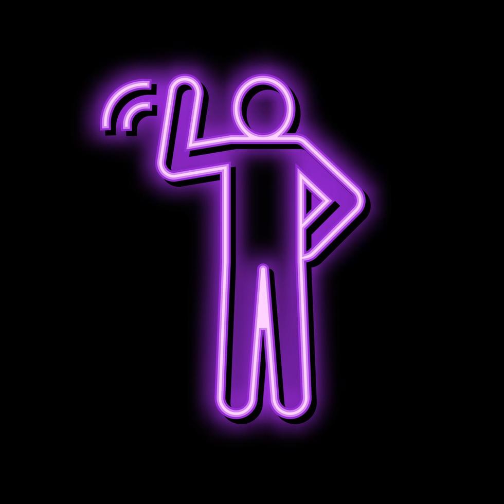 hello hand man neon glow icon illustration vector